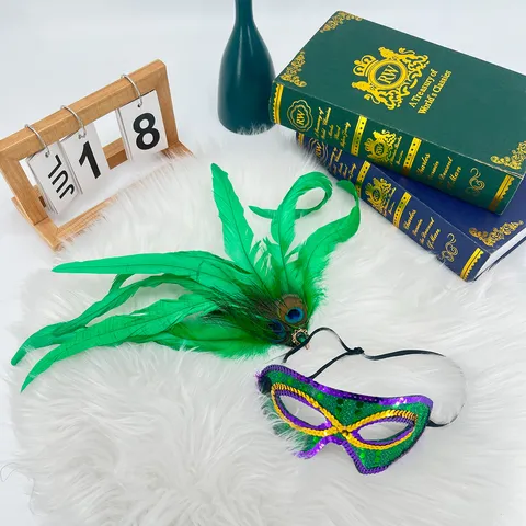 Carnival Feather Mask Masquerade Party Costume Sequin Sequin Eyemask For Halloween Festival Stage Performance Props Decor Accessories