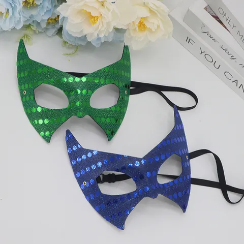 Women Sexy Mysterious Sequin Half Face Eye Mask For Masquerade Halloween Carnival Party Performance Bat Shape PVC Party Mask