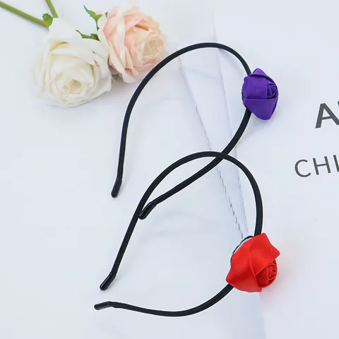 French Style Simulation Rose Headband Women Fairy Flower Hairband Satin Floral Headpiece Valentine's Day Party Accessory