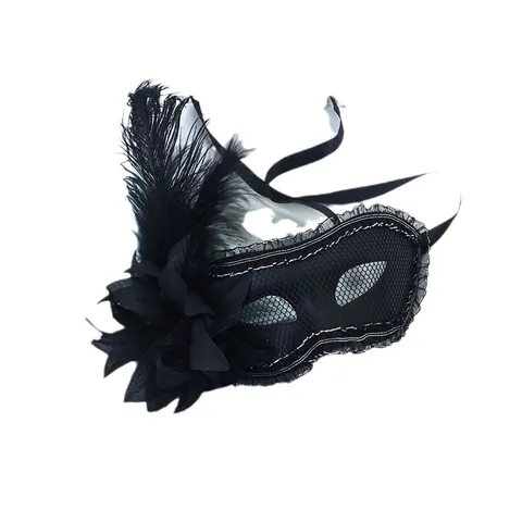 Venice Masquerade Mask For Women Sexy Mesh Lace Feather Half Face Eye Mask Adult Party Performance Props Latex Mask