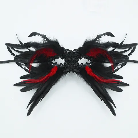 Gothic Feder Halbmaske Mit Pailletten Spitze Maskenball Augenmaske Für Halloween Party Kostüm Dekoration Damen Zubehör