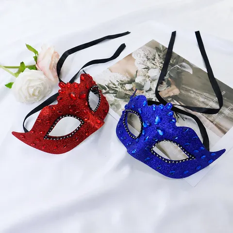 Masquerade Mask For Women Rhinestone Crown Half Face Mask Venetian Princess Party Glitter Mask Costume Party Accessories