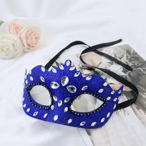 Masquerade Mask For Women Rhinestone Crown Half Face Mask Venetian Princess Party Glitter Mask Costume Party Accessories