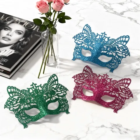 Sexy Half Face Masquerade Mask For Women Glitter Lace Butterfly Eye Mask For Halloween Carnival Party Cosplay Costume Accessories