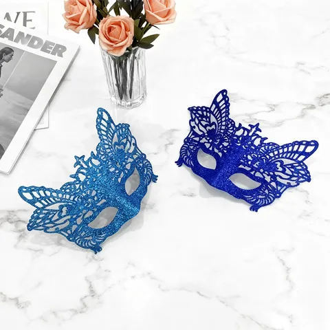 Sexy Half Face Masquerade Mask For Women Glitter Lace Butterfly Eye Mask For Halloween Carnival Party Cosplay Costume Accessories