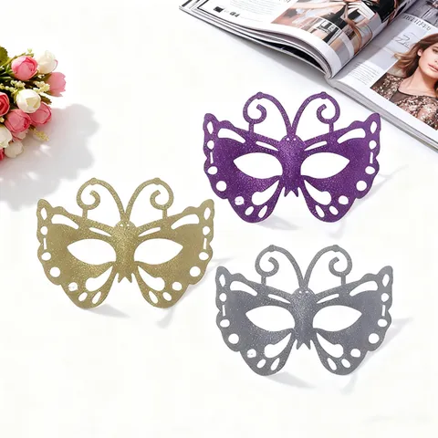 Halloween Glitter Half Face Mask Mysterious Butterfly Bee Cutout Eye Mask For Masquerade Carnival Ball Party Decor Props Jewelry
