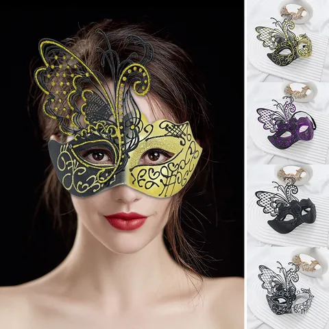 Venetian Masquerade Butterfly Mask Retro Half Face Hollow Glitter Mask For Party Festivals Fancy Dress Men Women Decoration