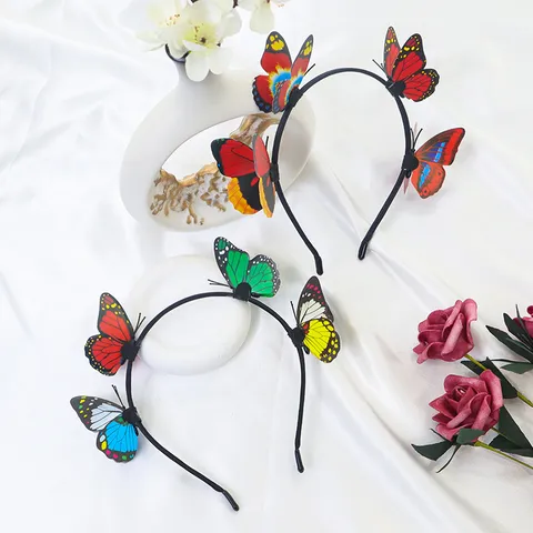 Serre-tête Papillon Coloré pour Femme Printemps Été Cerceau à Cheveux Haut Doux Mignon Papillon 3D Accessoires de Cheveux Fait Main