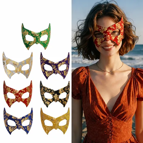 Halloween Masquerade Jazz Bat Mask PVC Half Face Gold Pattern Eye Mask For Party Carnival Cosplay Sexy Women Costume Accessory