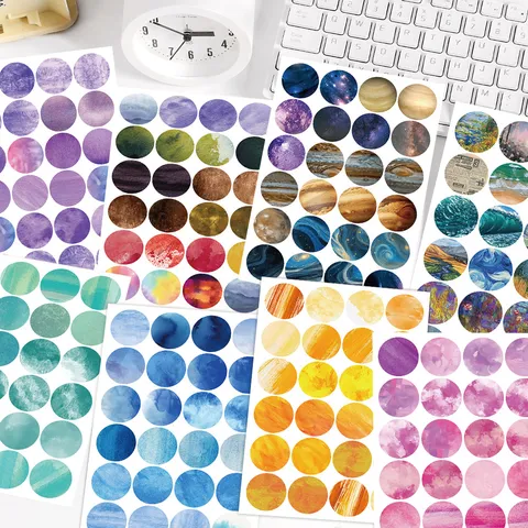 Monet Garden Round Dot Stickers Aesthetic Watercolor Decorative Stationery Sticker Set For Journaling DIY Phone Case