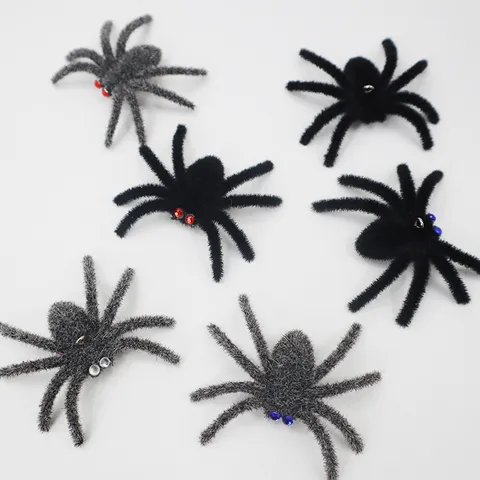 Halloween Spider Hanging Decoration Flocked Creepy Spider Pendant With Rhinestone Eyes Spooky Party Prop Indoor Outdoor Hanging Ornament Home Decor