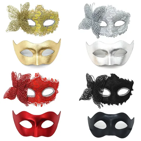 Maschera di Mascherata Veneziana Donna Mezzo Volto PVC Pizzo Farfalla Festa Ballo Costume Accessori