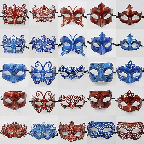 Rétro Demi-Visage Mascarade Masque Vintage Plastique Creux Sculpté Masques Pour Fête D'Halloween Cosplay Accessoires De Costume