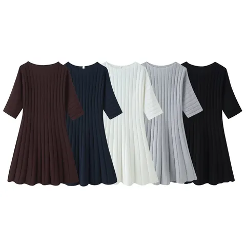 Damen Casual Kurzarm Strick Minikleid Dehnbar Einfarbig Gerippt Enges Kleid Für Sommer Herbst Mode