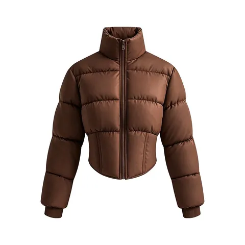 Damen Winter Schmale Passform Gesteppte Stehkragen Gesteppte Jacke Lässige Lange Ärmel Reißverschluss Einfarbig Warm Oberbekleidung