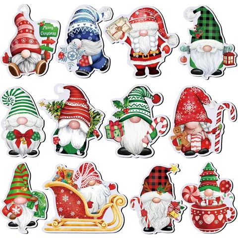 Noël Nain Sans Visage Magnétique Aimant de Réfrigérateur Ensemble Renne Sled Cadeau Bonbon Vacances Festif Autocollant Décoratif