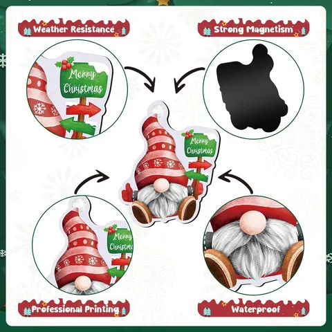 Noël Nain Sans Visage Magnétique Aimant de Réfrigérateur Ensemble Renne Sled Cadeau Bonbon Vacances Festif Autocollant Décoratif