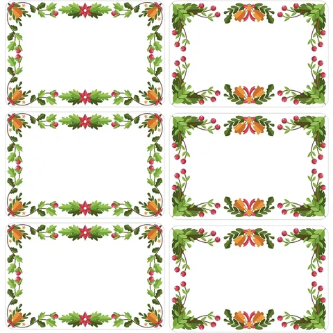 Étiquettes de Cadeau Cadre Floral de Noël Autocollants Décoratifs de Vacances Écrire à la Main Bénédictions Emballage de Cadeau