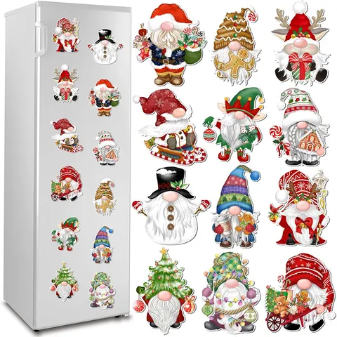 Ensemble d'Aimants de Réfrigérateur Gnome de Noël Mignon Bonhomme de Pain d'Épices Autocollants Magnétiques Décoration Festive