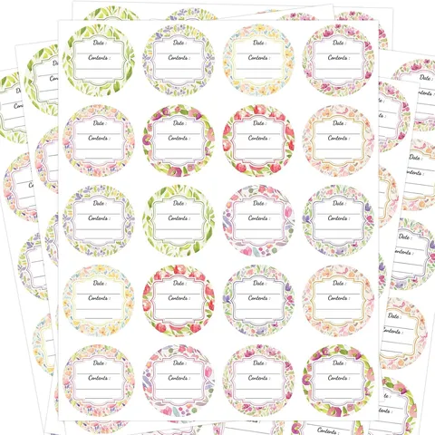 Autocollants d'Étiquettes de Pot Imperméables Aquarell Vintage Eucalyptus Étiquettes de Contenant Alimentaire