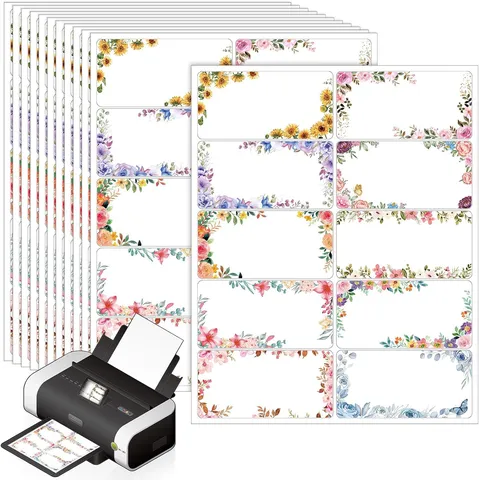Étiquettes d'Adresse Florales Personnalisées Autoadhésives Imprimables Étiquettes de Cadeau en Papier