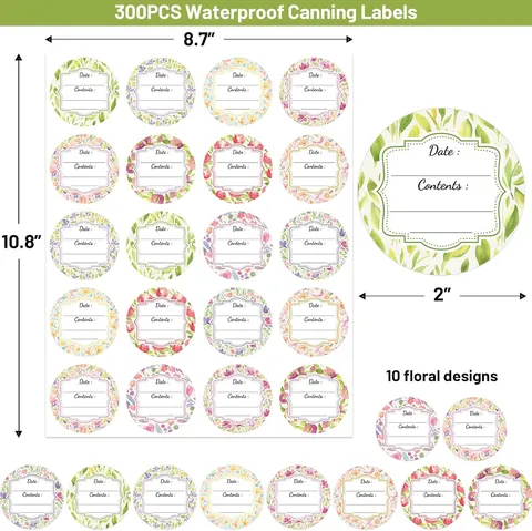 Autocollants d'Étiquettes de Pot Imperméables Aquarell Vintage Eucalyptus Étiquettes de Contenant Alimentaire