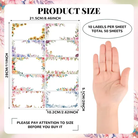 Étiquettes d'Adresse Florales Personnalisées Autoadhésives Imprimables Étiquettes de Cadeau en Papier