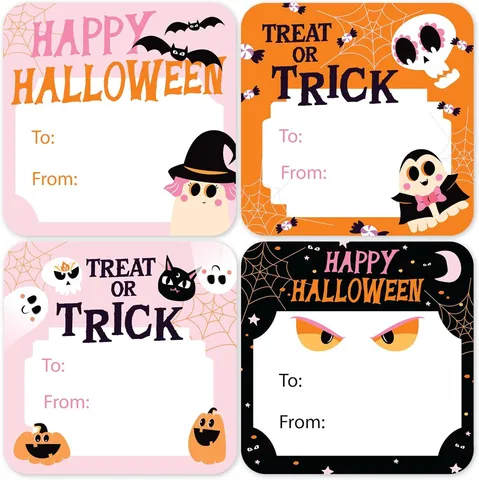 Autocollants de Sac Cadeau d'Halloween Citrouille Fantôme Fête Décor Étiquettes Mignon Imperméable DIY Papeterie