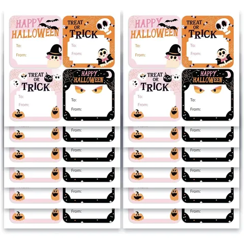 Autocollants de Sac Cadeau d'Halloween Citrouille Fantôme Fête Décor Étiquettes Mignon Imperméable DIY Papeterie