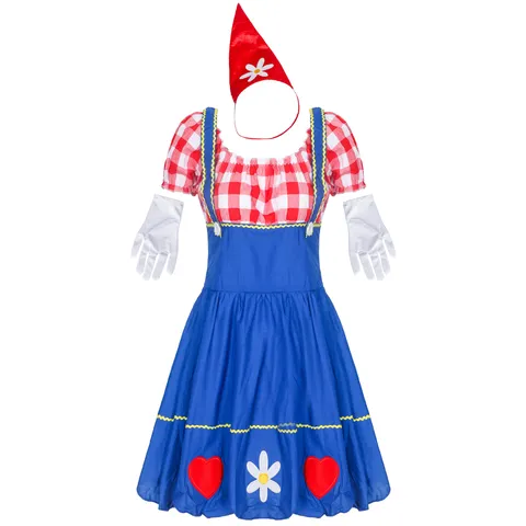 Costume da Oktoberfest per Donna Dirndl Ragazza del Giardino della Birra Vestito Carnevale Tedesco Set con Cappello e Guanti per Spettacolo Festival
