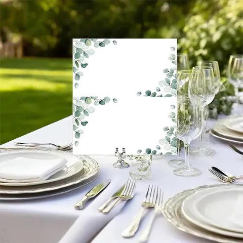 Watercolor Eucalyptus Leaf Place Cards Folded Wedding Table Cards Blank Seating Cards For Party Dinner Reception