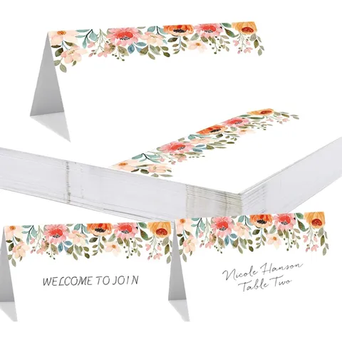 Watercolor Floral Place Cards For Wedding Dinner Seating Name Cards Forest Style Greeting Cards Table Decor