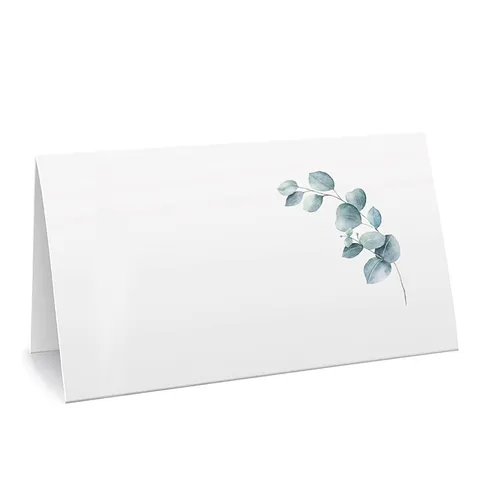 Tarjetas de Sitio Plegables de Hoja de Eucalipto Tarjetas de Nombre de Mesa en Blanco para Decoración de Letrero de Asiento de Escritorio de Fiesta de Boda