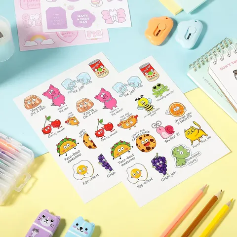Kinder Beloning Stickers Motiverende Leuke Cartoon Dieren Aanmoediging Sticker Set Voor Klaslokaal Notitieboekje DIY Decoratie