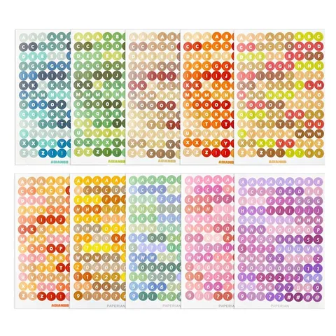 Autocollants de Lettres et Chiffres Couleur Bonbon Coréen Autocollant d'Étiquette Circulaire Décoratif Pour Scrapbooking DIY Journal