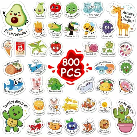 Autocollants de Motivation de Classe pour Enseignant Autocollants de Récompense de Dessin Animé PVC Imperméable pour Enfants Étudiants École