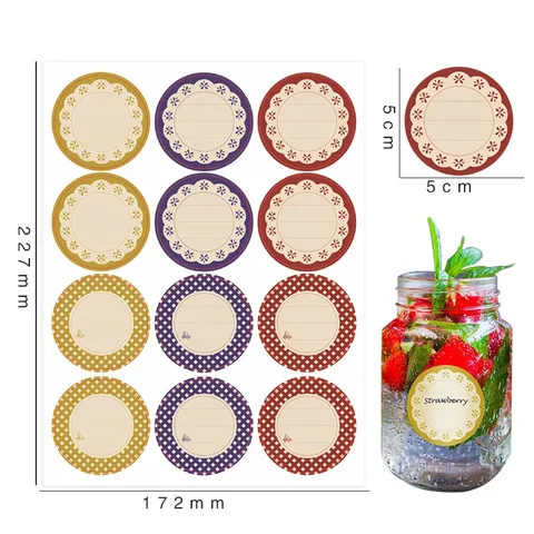 Autocollants Étiquettes Imperméables Multicolores pour Récipients Alimentaires Rétro Pots de Confiture pour Organisation Cuisine Maison