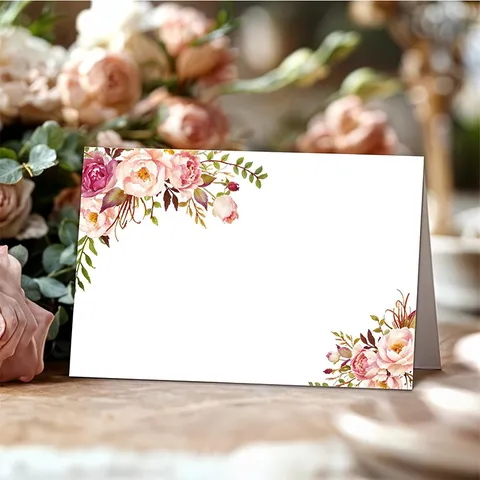 Tarjetas de Sitio de Boda Estampado Floral Plegable Marcadores de Mesa de Papel Tarjetas de Escolta para Fiesta de Boda Decoración