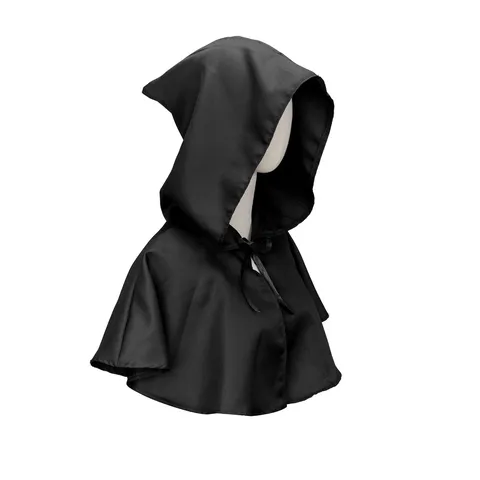 Damen Kapuzenmantel Schwarz Reaper Umhang Mittelalter Punk Hexe Cosplay Robe Halloween Kostüm Gothic Satin Look Schultertuch