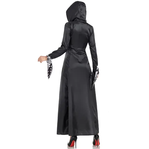 Mittelalterliches Vintage Gothic Kleid mit Kapuze Damen Halloween Cosplay Kostüm Bedruckt Palast Punk Langes Kleid Party Outfits