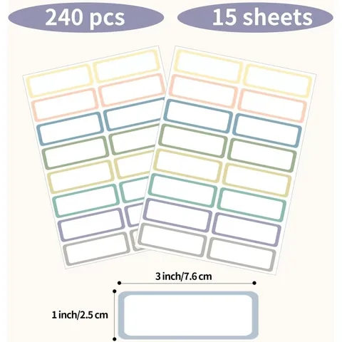 Amovible Imperméable Auto-adhésif Rectangle Étiquette Autocollants Bordure Colorée Écriture Autocollant Pour Récipients De Nourriture