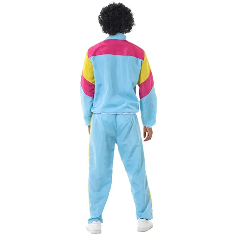 80s Retro Tracksuit Men Women Disco Party Costume Color Block 90s Vintage Hip Hop Jogging Suit Performance Carnival Outfit Top And Bottom