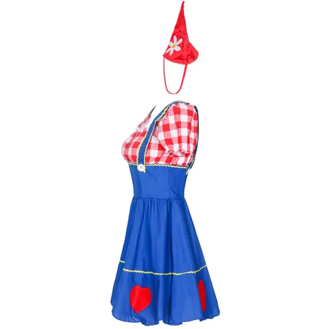 Costume da Oktoberfest per Donna Dirndl Ragazza del Giardino della Birra Vestito Carnevale Tedesco Set con Cappello e Guanti per Spettacolo Festival