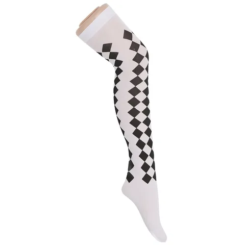 Calze Sopra il Ginocchio da Clown di Halloween Quadrato Nero Riga Verticale Accessorio in Nylon per Mascherata per Donna Party Cosplay