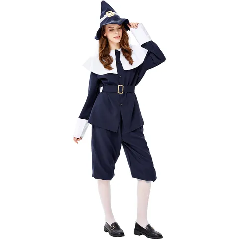 Damen Halloween Jäger Pilger Kostüm Set Tribal Krieger Bühnenoutfit Mit Oberteil Shorts Hut Und Gürtel Cosplay Party