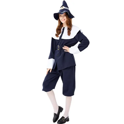 Damen Halloween Jäger Pilger Kostüm Set Tribal Krieger Bühnenoutfit Mit Oberteil Shorts Hut Und Gürtel Cosplay Party