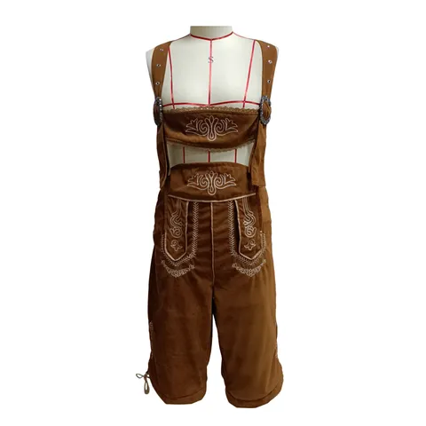 Homme Oktoberfest Lederhosen Allemand Pantalon à Bretelles Traditionnel Bavarois Costume Brodé pour Fête Performance Scène Bavarois Vêtements de Festival