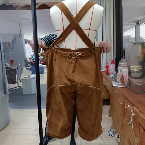 Homme Oktoberfest Lederhosen Allemand Pantalon à Bretelles Traditionnel Bavarois Costume Brodé pour Fête Performance Scène Bavarois Vêtements de Festival
