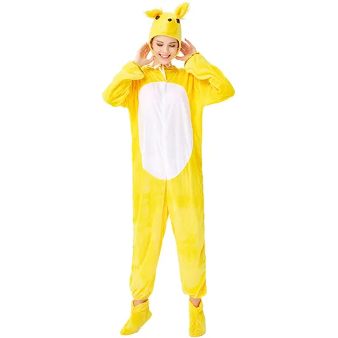 Women Halloween Fox Animal Costume Jumpsuit Polyester Velvet Hooded Cosplay Outfit For Party Carnival Festive Role Play Suit