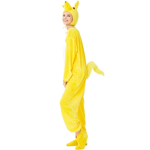 Women Halloween Fox Animal Costume Jumpsuit Polyester Velvet Hooded Cosplay Outfit For Party Carnival Festive Role Play Suit